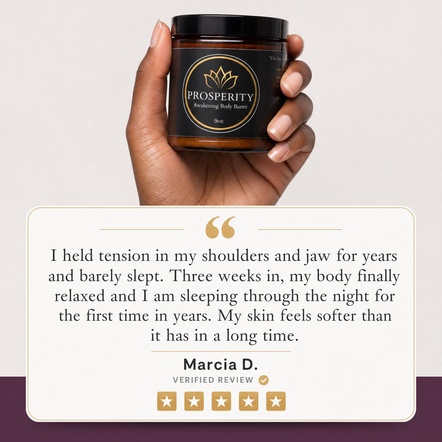 Customer testimonial — Marcia D.