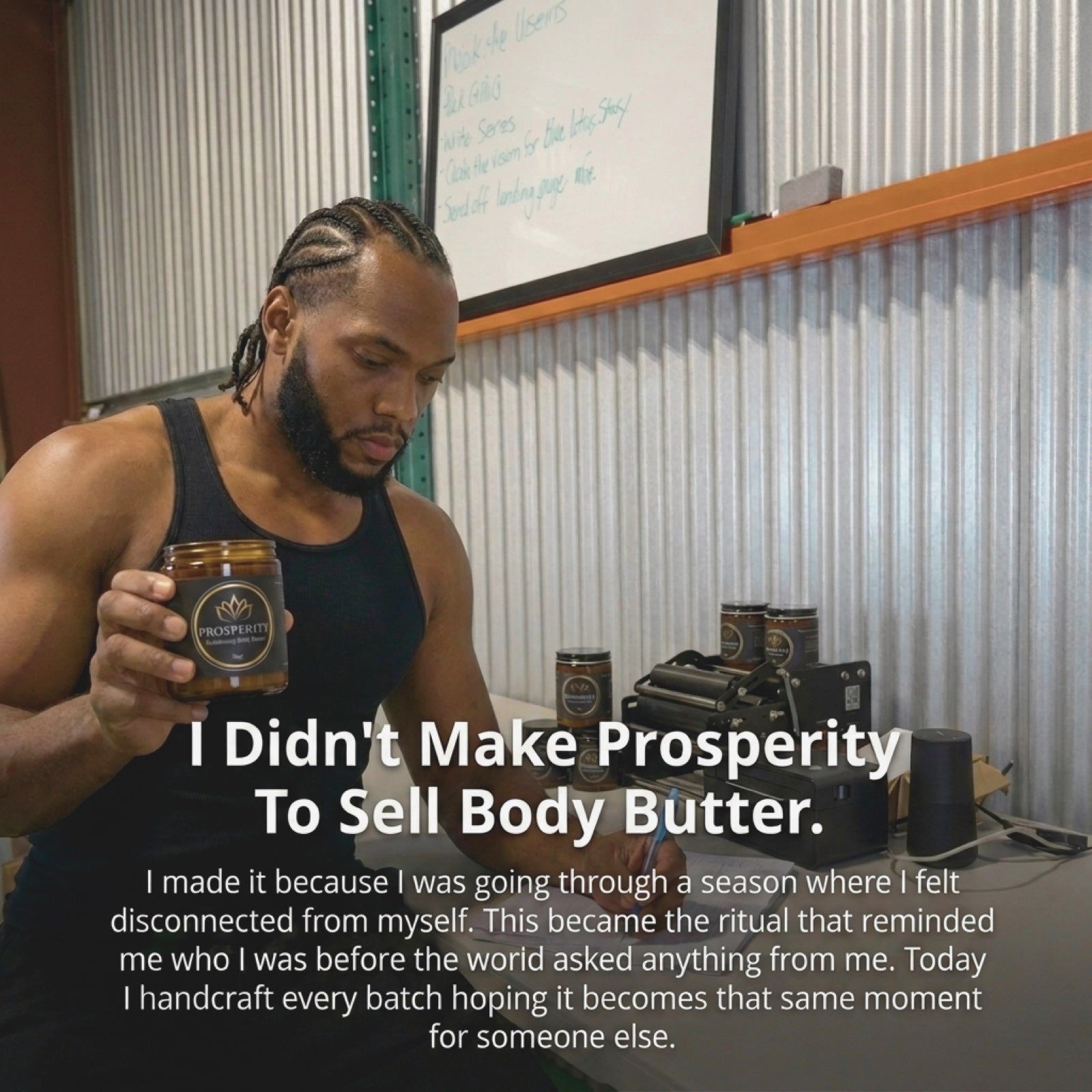 I didn't make Prosperity to sell body butter — founder Kenneth handcrafting a batch
